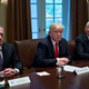 Secretary of Defense Jim Mattis, President Donald Trump and White House chief of staff John Kelly attend a briefing with senior military leaders in the Cabinet Room of the White House in Washington, D.C., on Oct. 5, 2017. (Andrew Harrer-Pool/Getty Images)